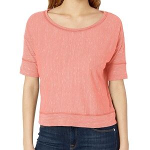 Prana Women’s Size S Orange Top Vana Tee Striped Short Sleeve Outdoor Gorpcore